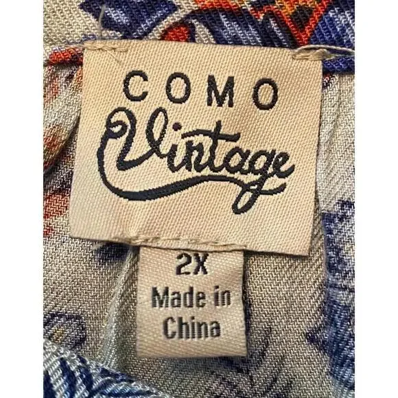 Como Vintage Floral Print Boho Tunic Dress with Tie Neck - Picture 6 of 6